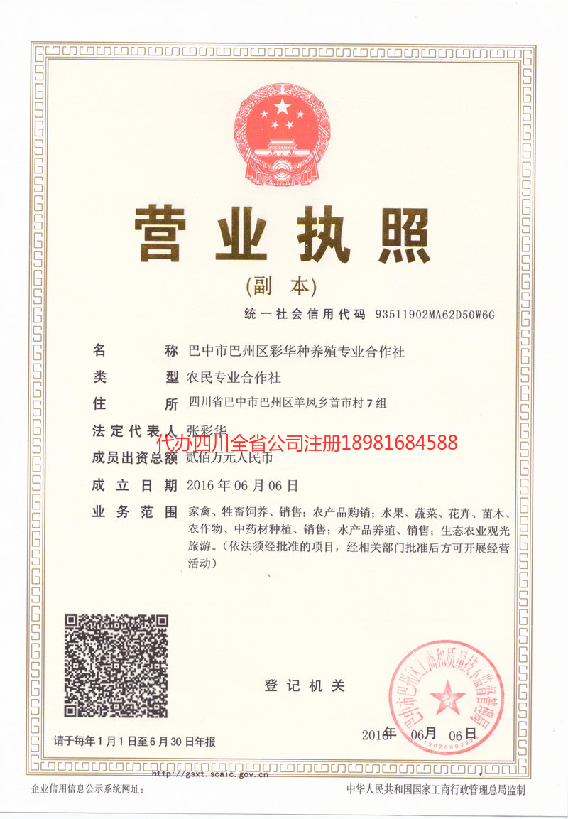 南江南江彩华种养殖专业合作社